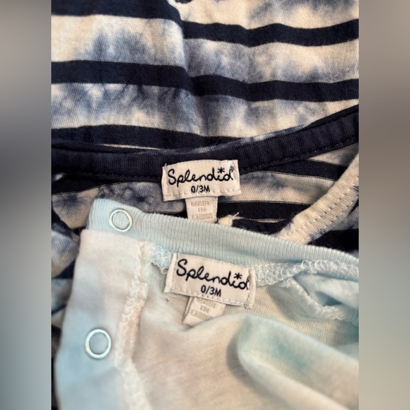 Splendid Baby Boys Soft Blue Short Sleeve Rompers Size 0-3 Months - Picture 3 of 3